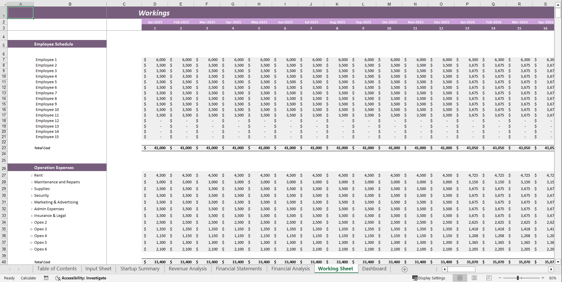 Salon Booth Financial Model Template (Excel template (XLSX)) Preview Image
