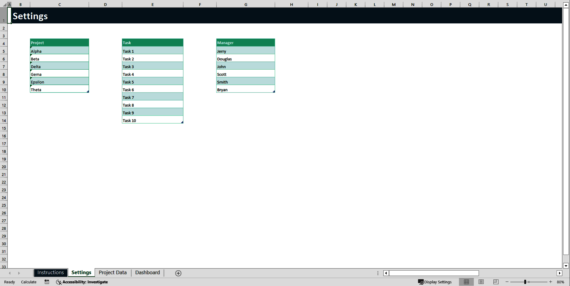 Excel Project Management Dashboard (Excel template (XLSX)) Preview Image