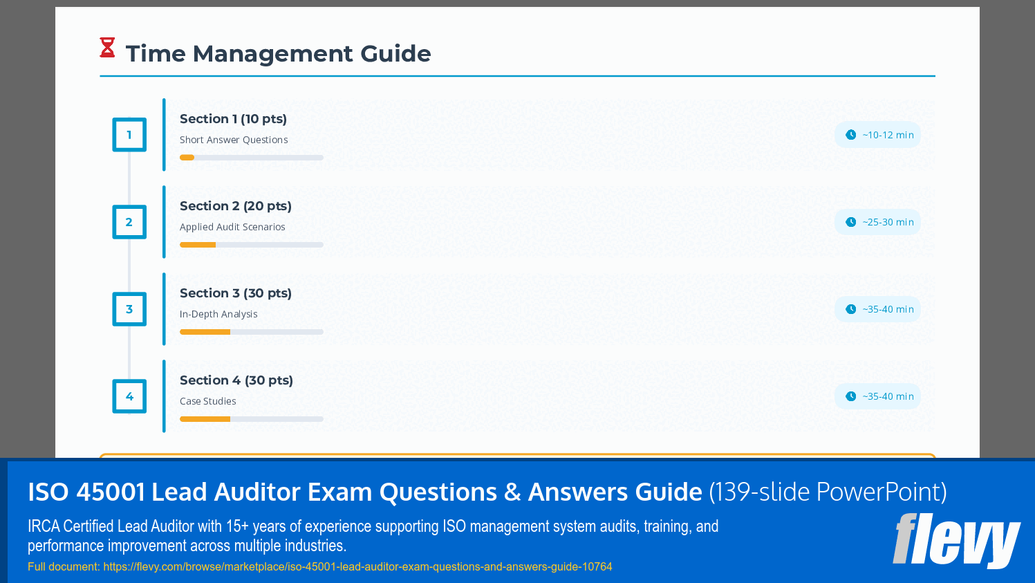 ISO 45001 Lead Auditor Exam Questions & Answers Guide (139-slide PPT PowerPoint presentation slide deck (PPTX)) Preview Image