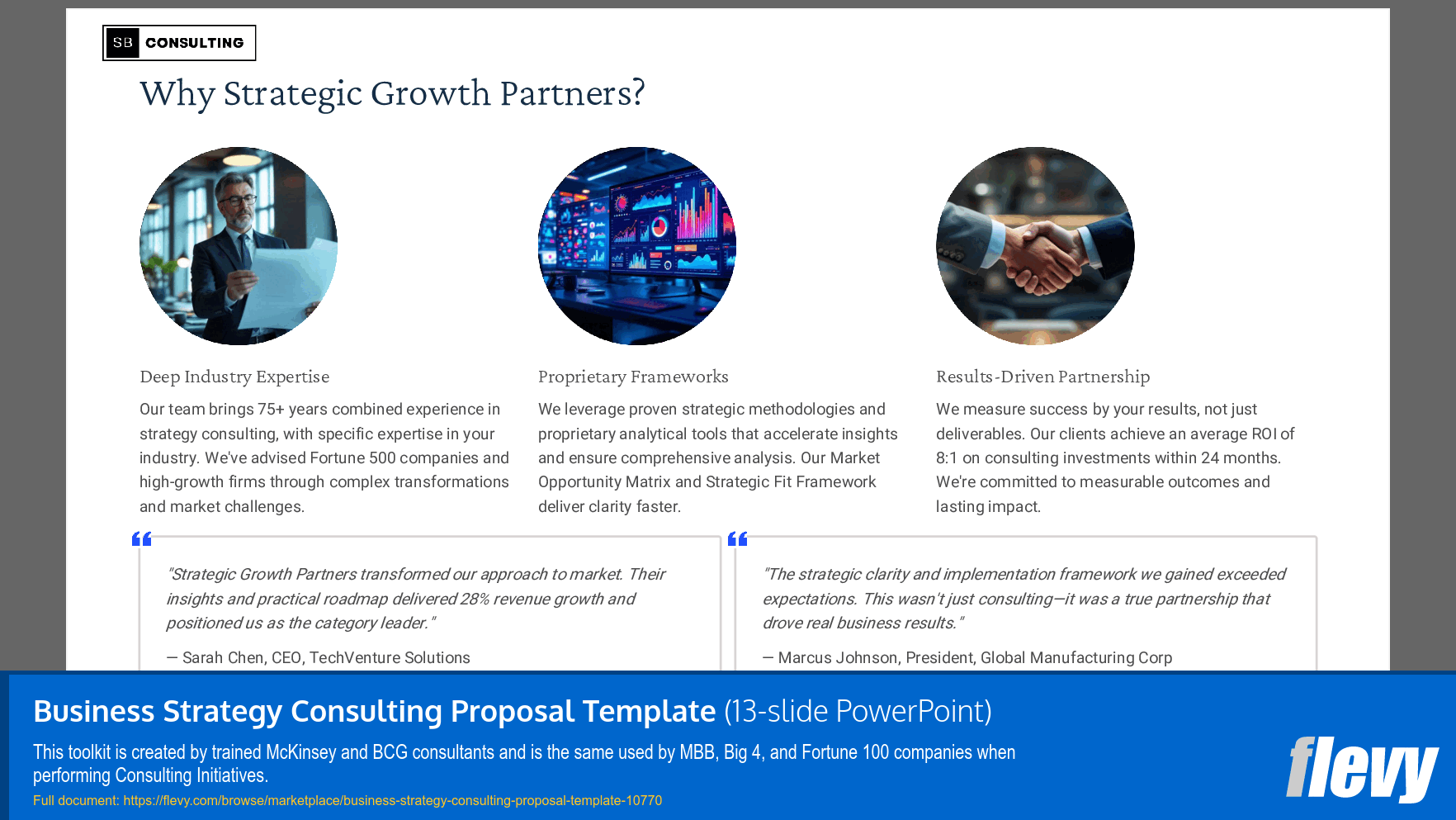 Business Strategy Consulting Proposal Template (13-slide PPT PowerPoint presentation slide deck (PPTX)) Preview Image