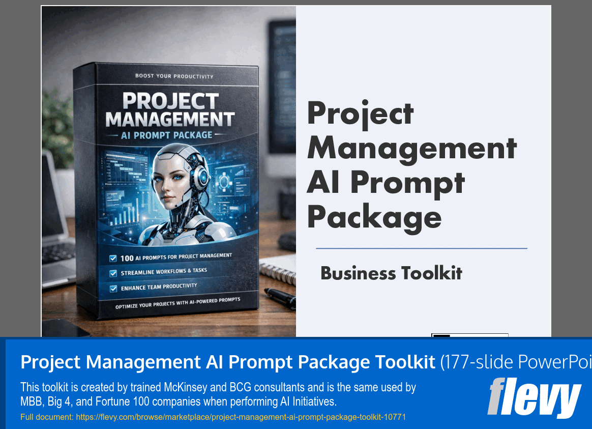 Project Management AI Prompt Package Toolkit (177-slide PPT PowerPoint presentation slide deck (PPTX)) Preview Image