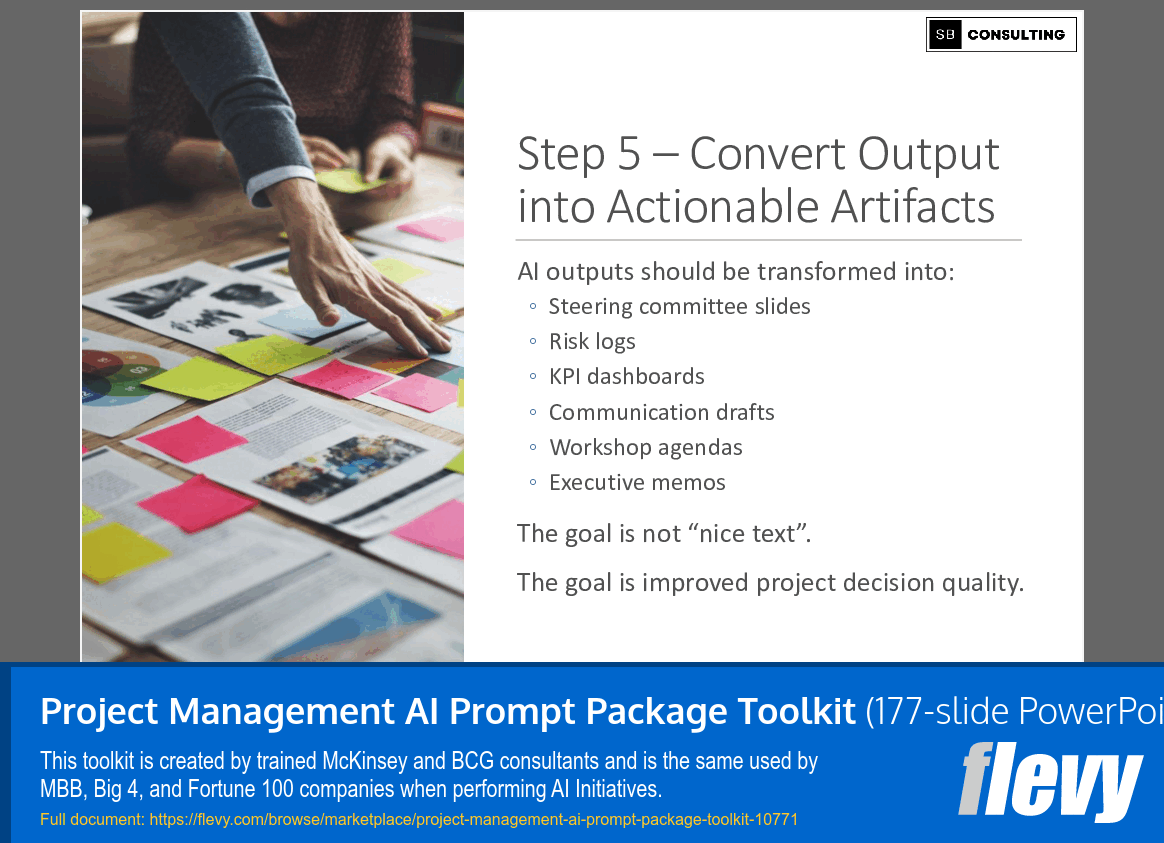 Project Management AI Prompt Package Toolkit (177-slide PPT PowerPoint presentation slide deck (PPTX)) Preview Image