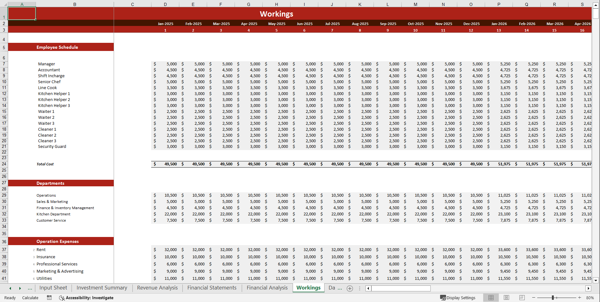 Chipotle Mexican Grill's Financial Model Template (Excel template (XLSX)) Preview Image