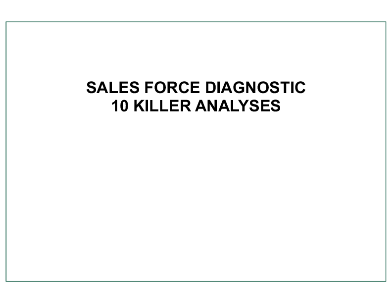 Sales Force Effectiveness - Diagnosis & Correction Framework