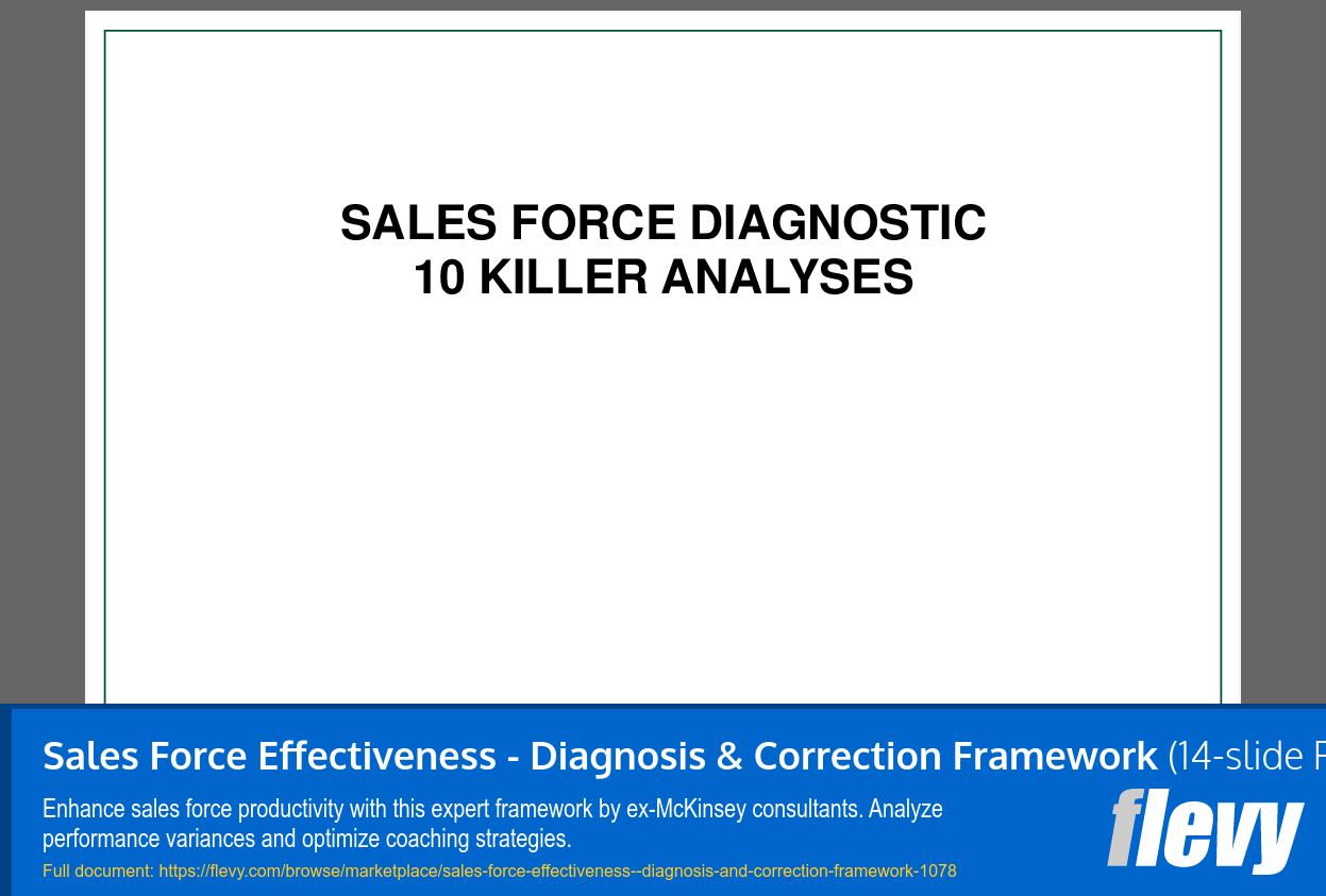 Sales Force Effectiveness - Diagnosis & Correction Framework (14-slide PPT PowerPoint presentation (PPTX)) Preview Image