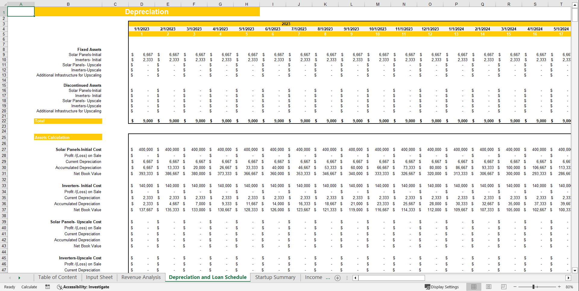 Solar Power Project Financial Model Template (Excel template (XLSX)) Preview Image