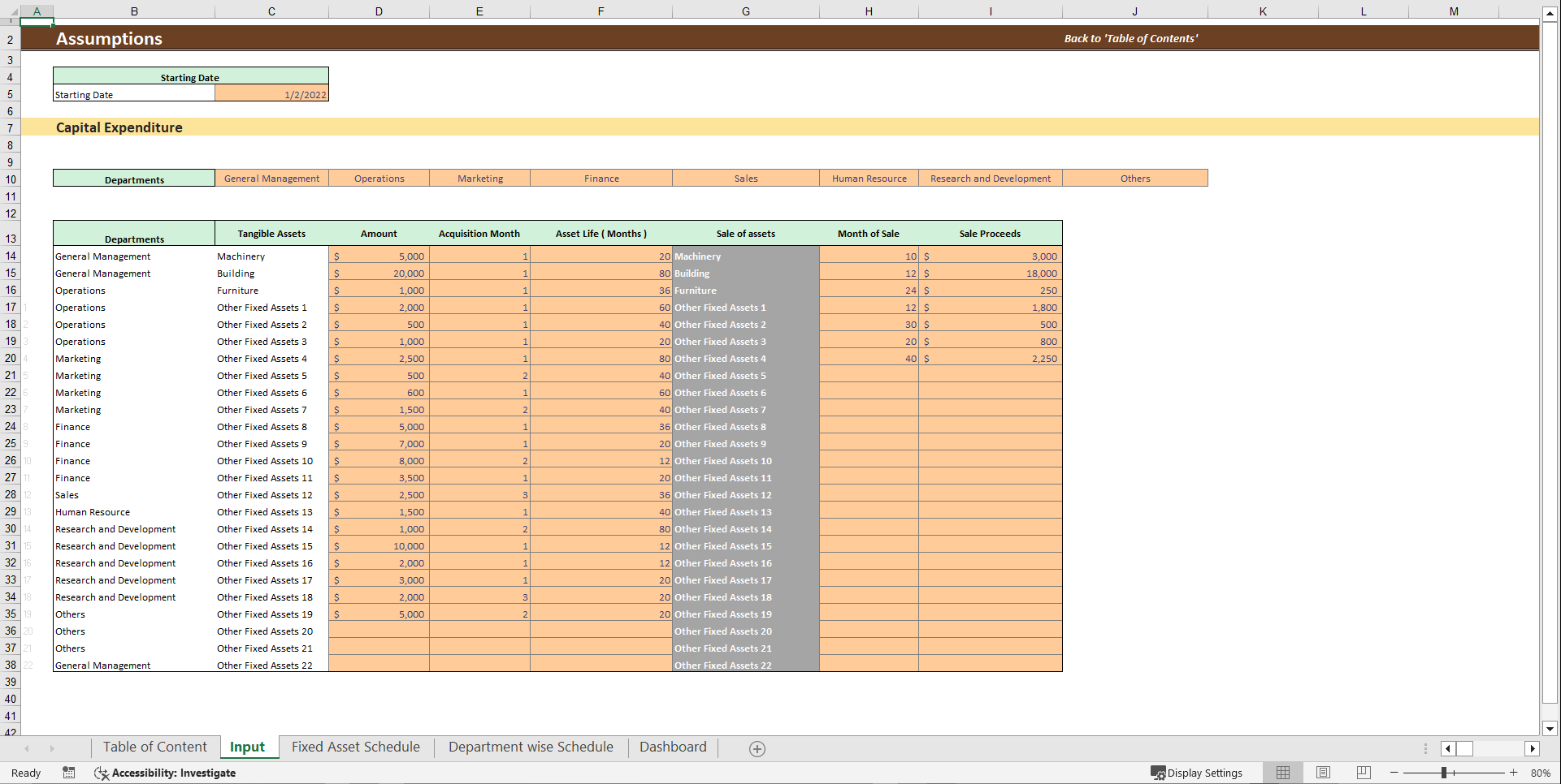 Capital Expenditure Financial Tool (Excel template (XLSX)) Preview Image