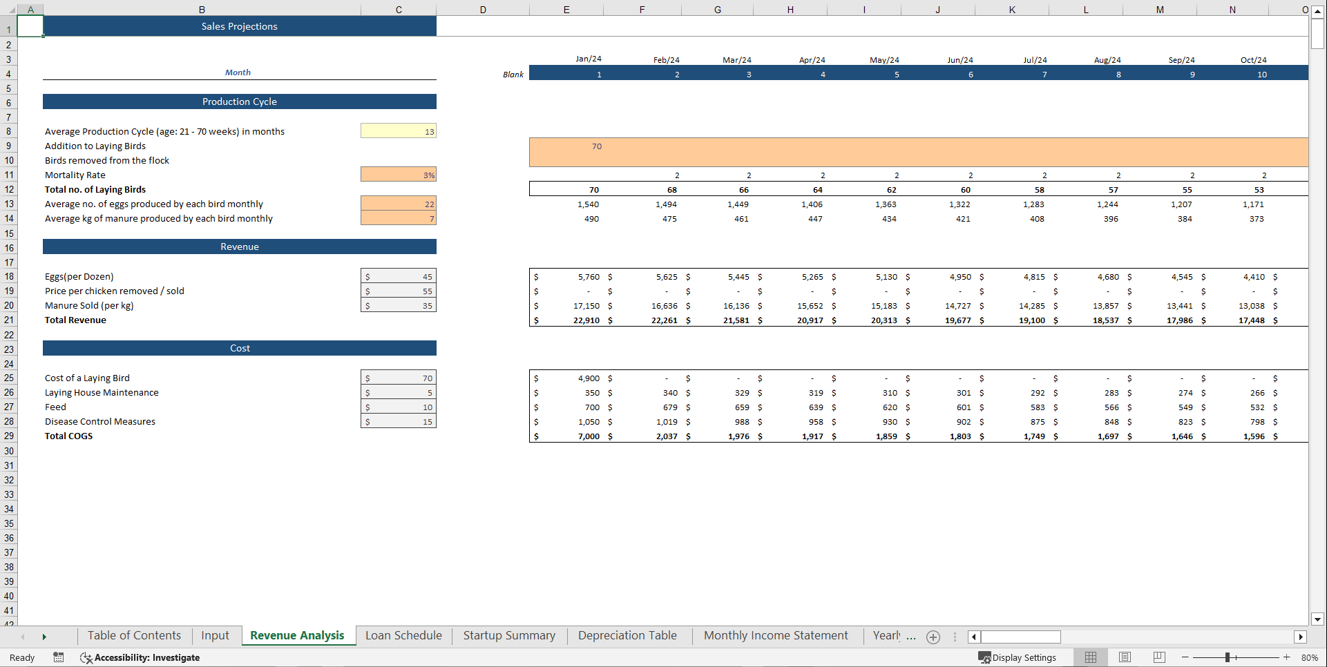 Chicken Egg Farming Financial Model Template (Excel template (XLSX)) Preview Image