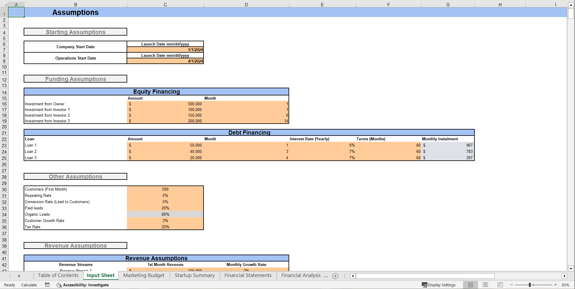 Basic Financial Model Template (Excel template (XLSX)) Preview Image