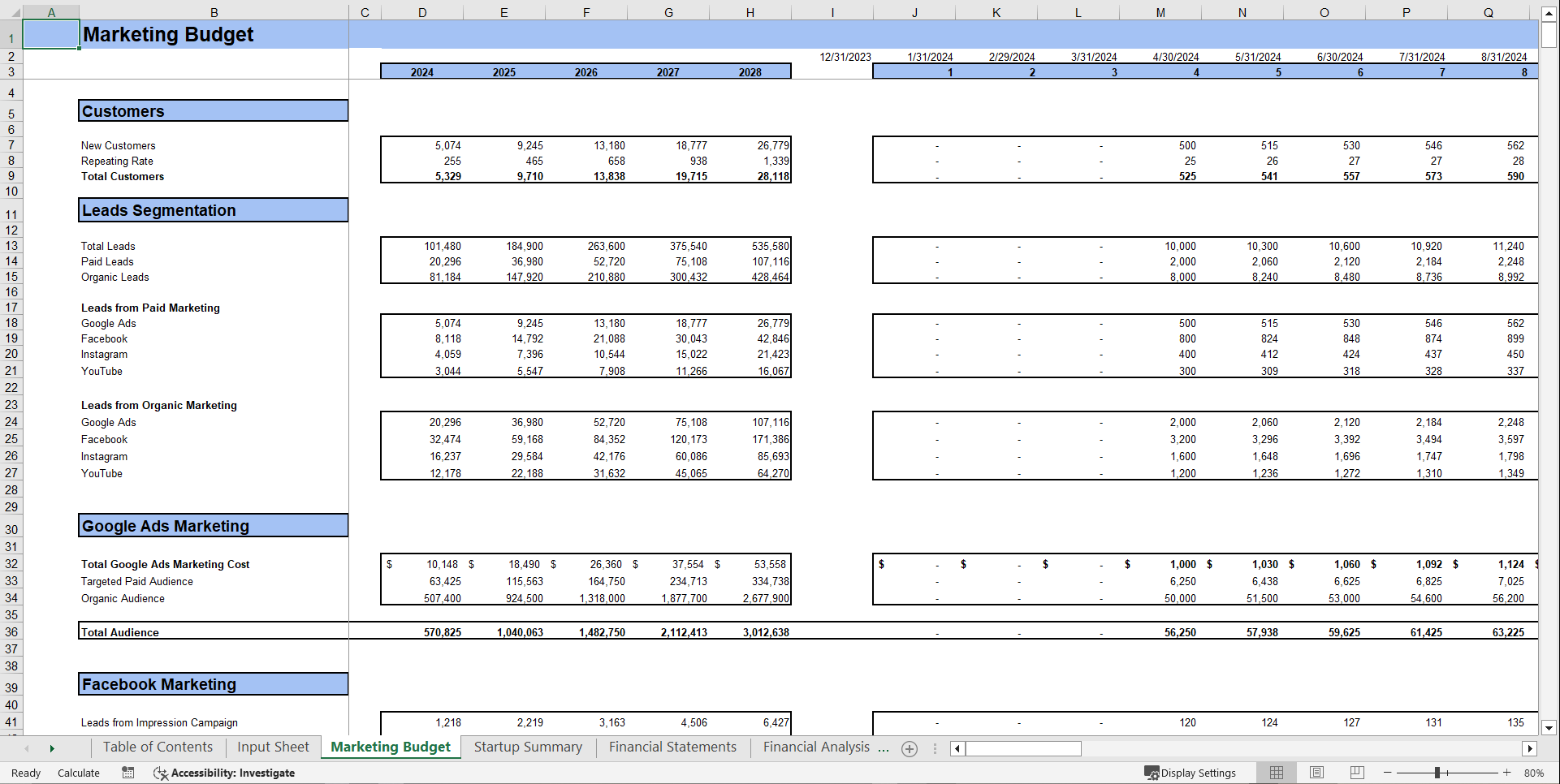 Basic Financial Model Template (Excel template (XLSX)) Preview Image