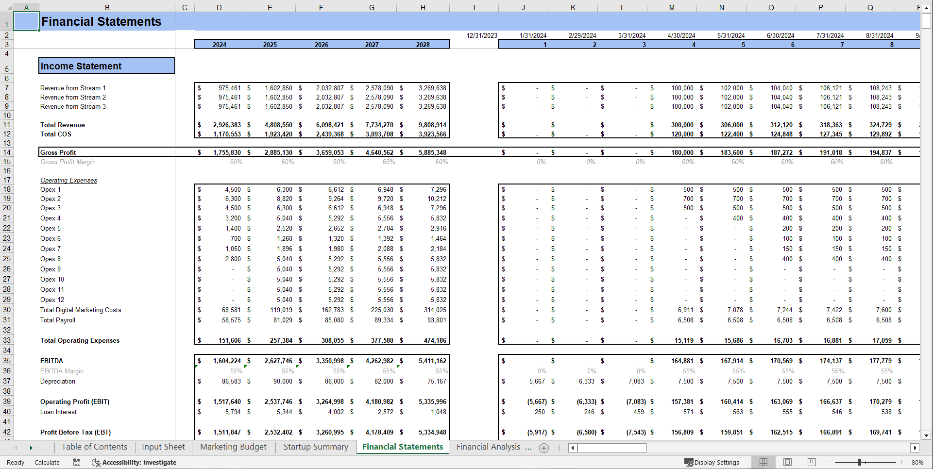 Basic Financial Model Template (Excel template (XLSX)) Preview Image