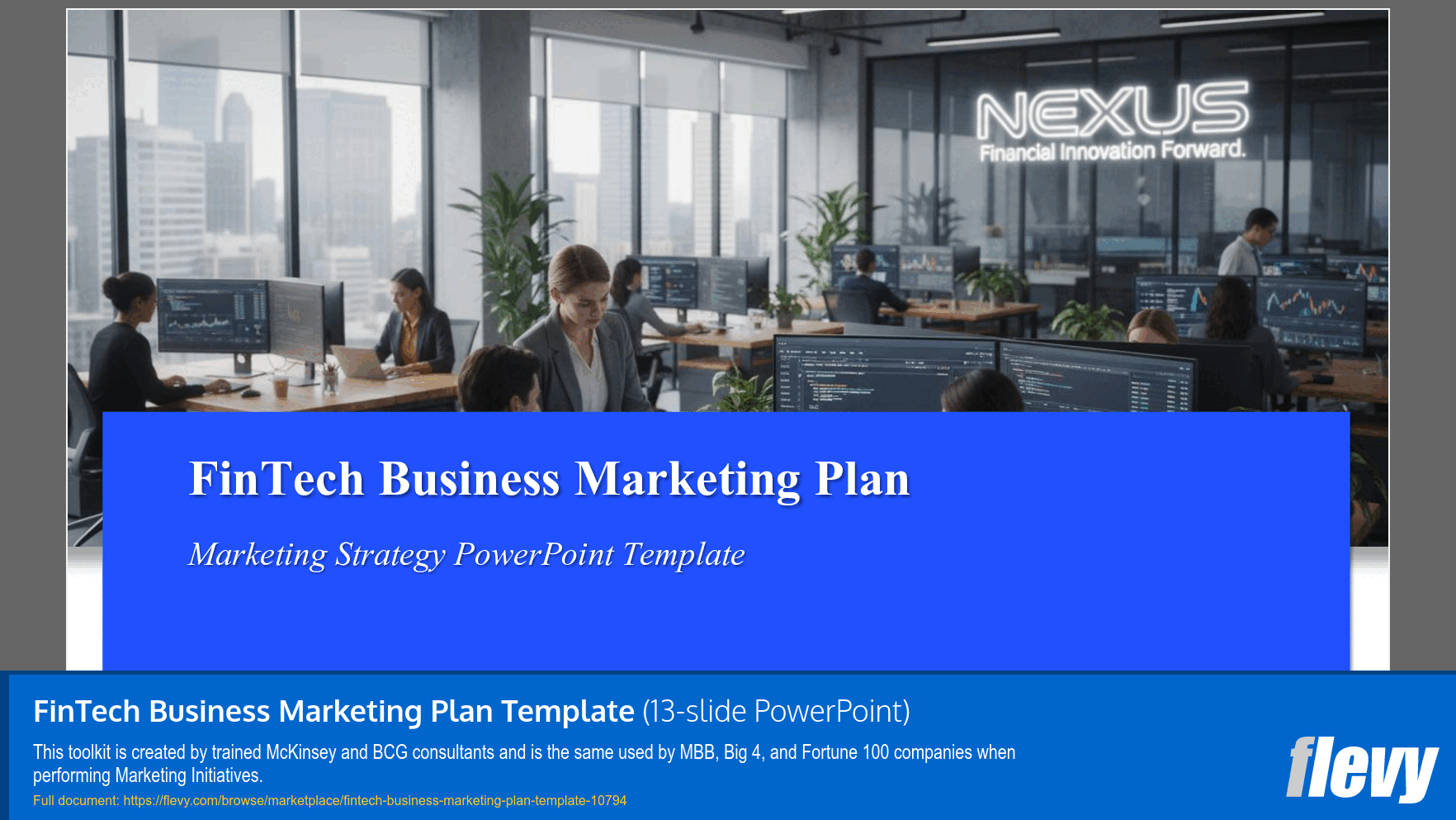 FinTech Business Marketing Plan Template (13-slide PPT PowerPoint presentation slide deck (PPTX)) Preview Image