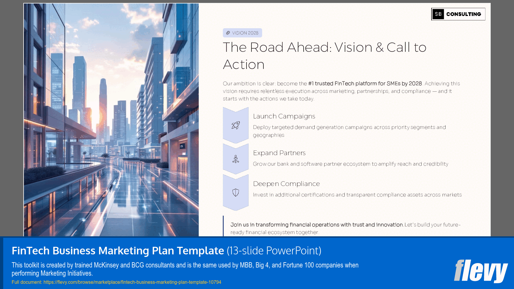 FinTech Business Marketing Plan Template (13-slide PPT PowerPoint presentation slide deck (PPTX)) Preview Image