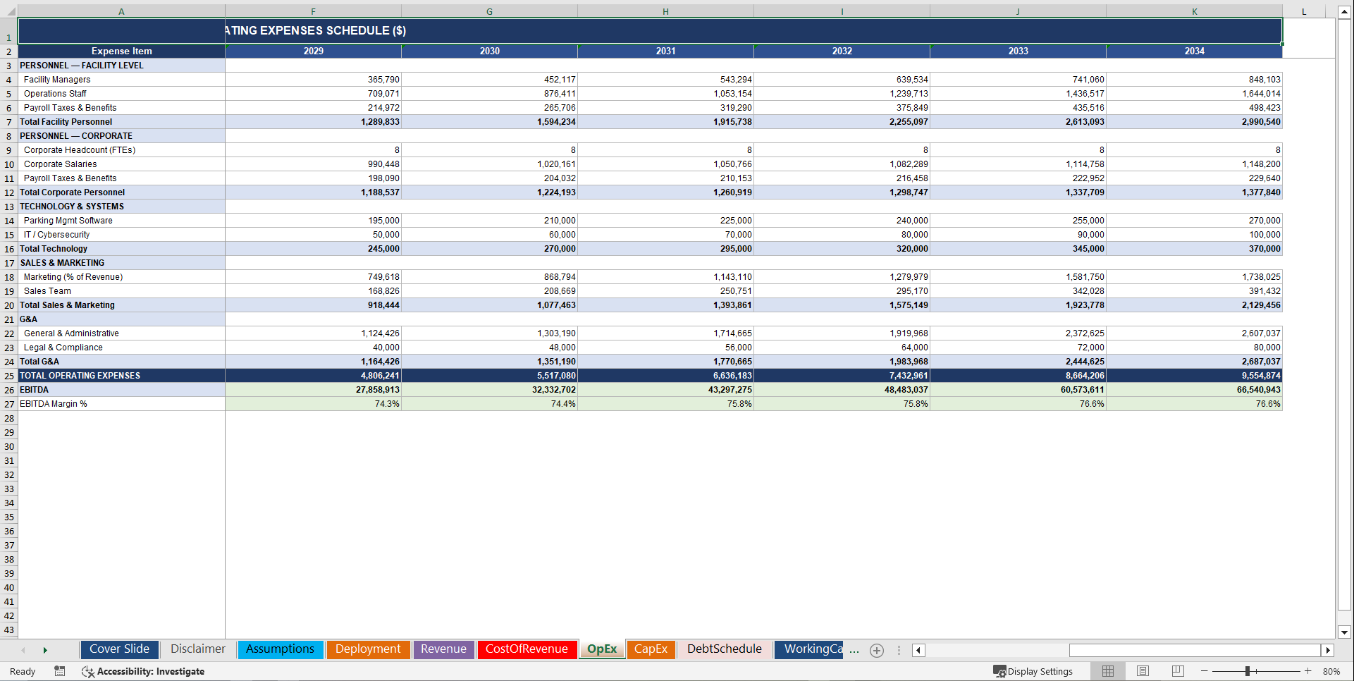 Parking Lot 10-Year 3 Statement Financial Model (Excel template (XLSX)) Preview Image