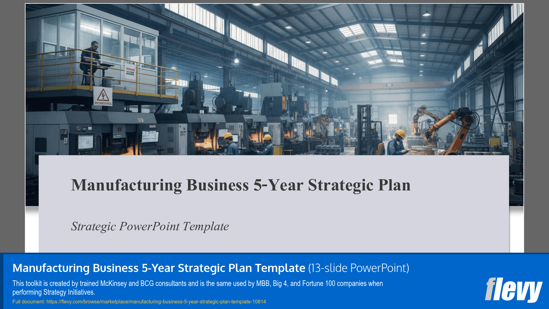 Manufacturing Business 5-Year Strategic Plan Template (13-slide PPT PowerPoint presentation slide deck (PPTX)) Preview Image