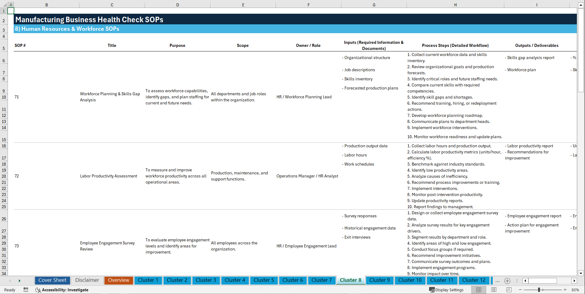 100+ Manufacturing Business Health Check SOPs (Excel template (XLSX)) Preview Image