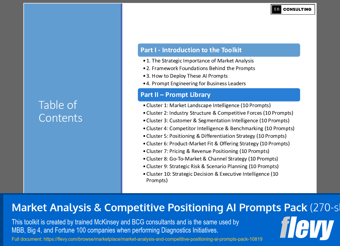 Market Analysis & Competitive Positioning AI Prompts Pack (270-slide PPT PowerPoint presentation slide deck (PPTX)) Preview Image