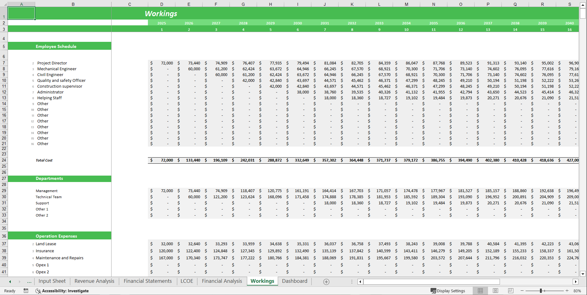 Solar Energy Financial Model Template (Excel template (XLSX)) Preview Image