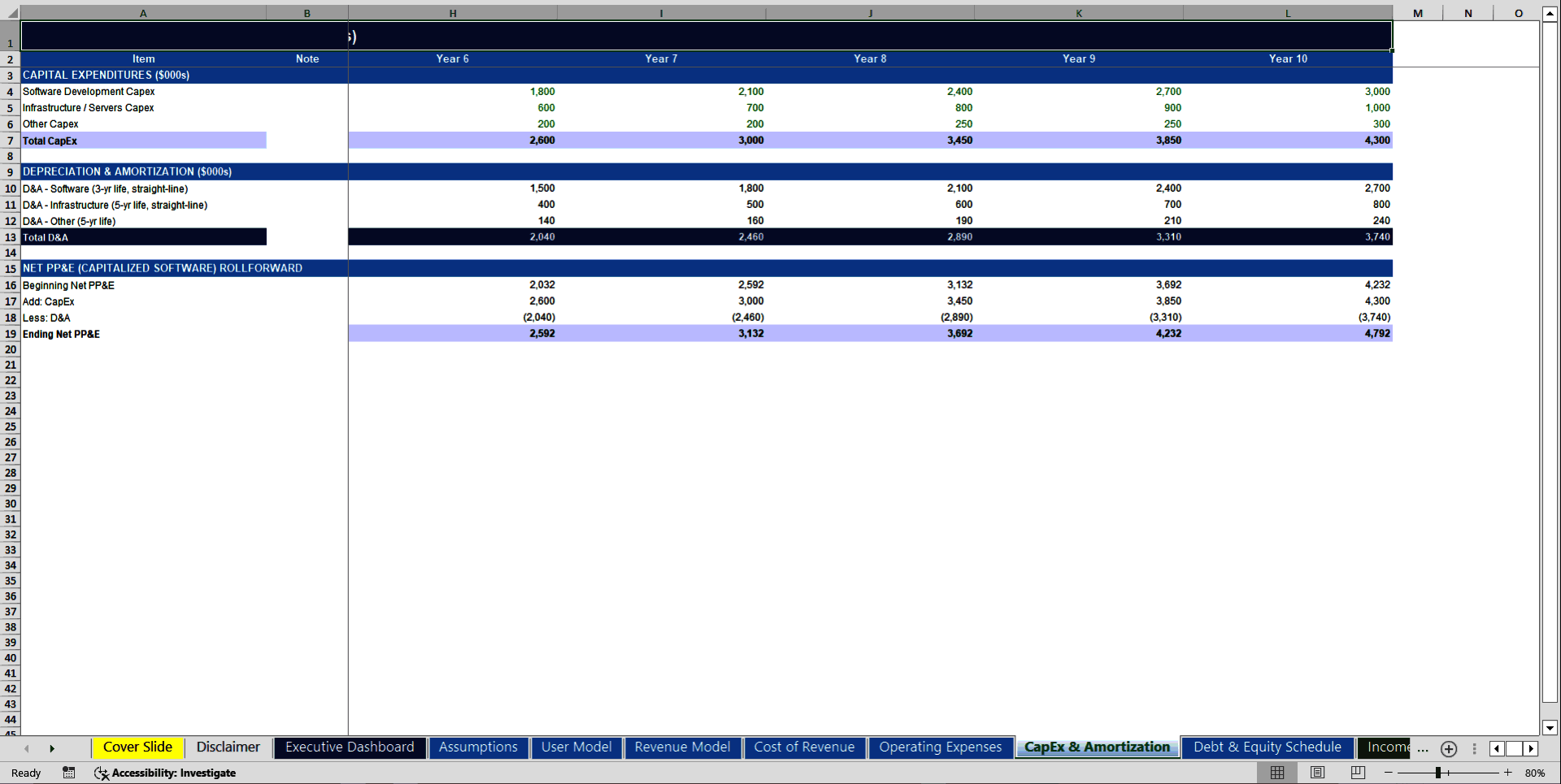 Mobile App Startup 10-Year 3 Statement Financial Model (Excel template (XLSX)) Preview Image