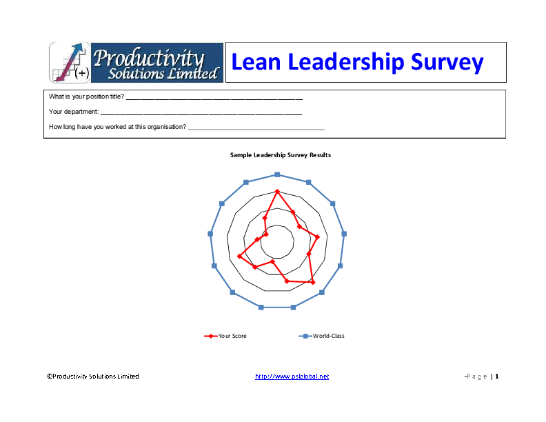 This is a partial preview of Lean Leadership Survey Checklist (5-page Word document). Full document is 5 pages. 