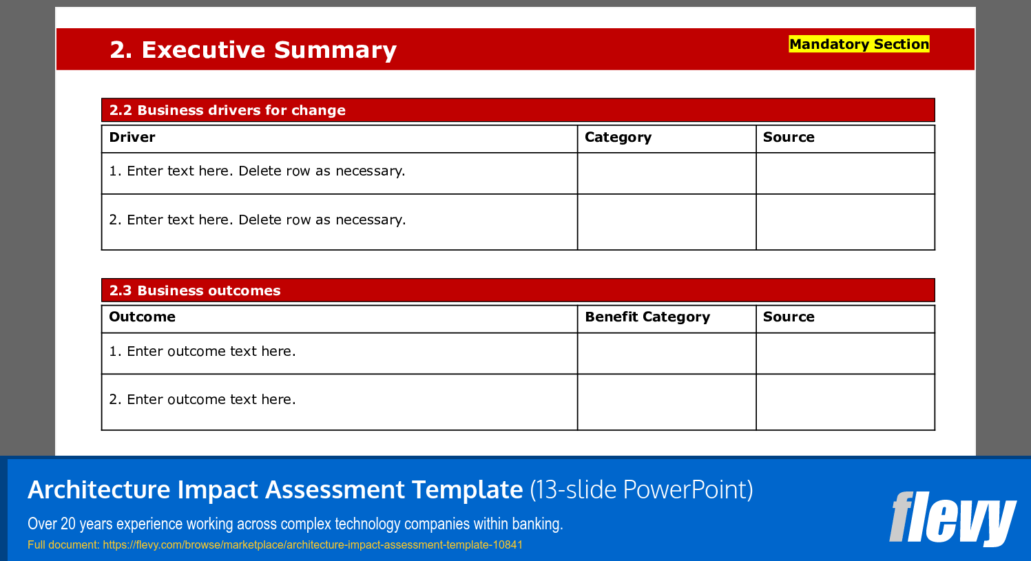 Architecture Impact Assessment Template (13-slide PPT PowerPoint presentation slide deck (PPTX)) Preview Image