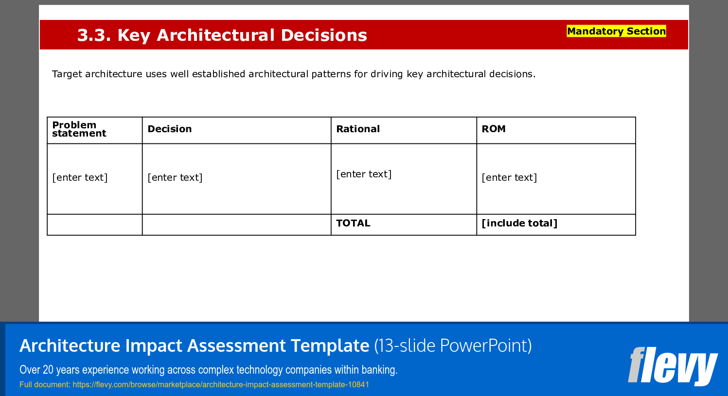 Architecture Impact Assessment Template (13-slide PPT PowerPoint presentation slide deck (PPTX)) Preview Image