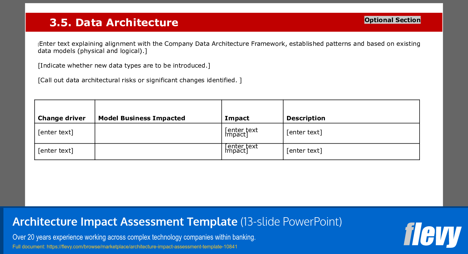 Architecture Impact Assessment Template (13-slide PPT PowerPoint presentation slide deck (PPTX)) Preview Image