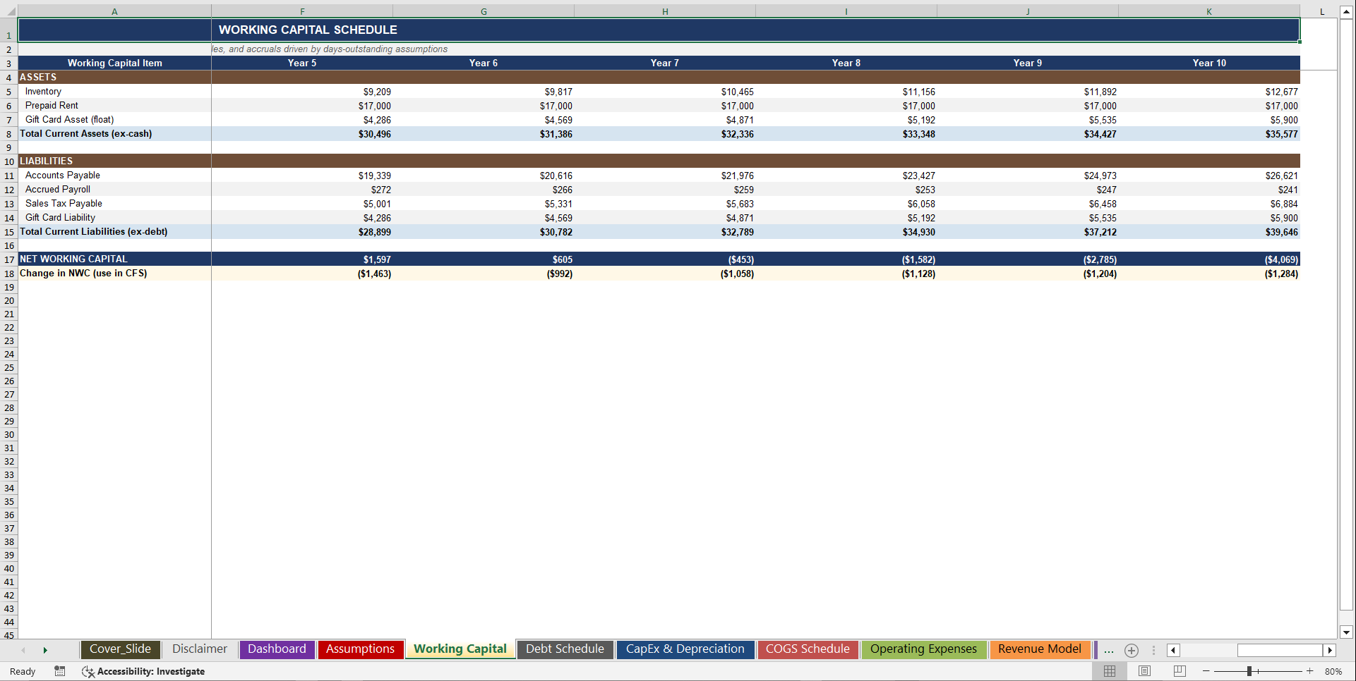 Coffee Shop 10-Year 3 Statement Financial Model (Excel template (XLSX)) Preview Image