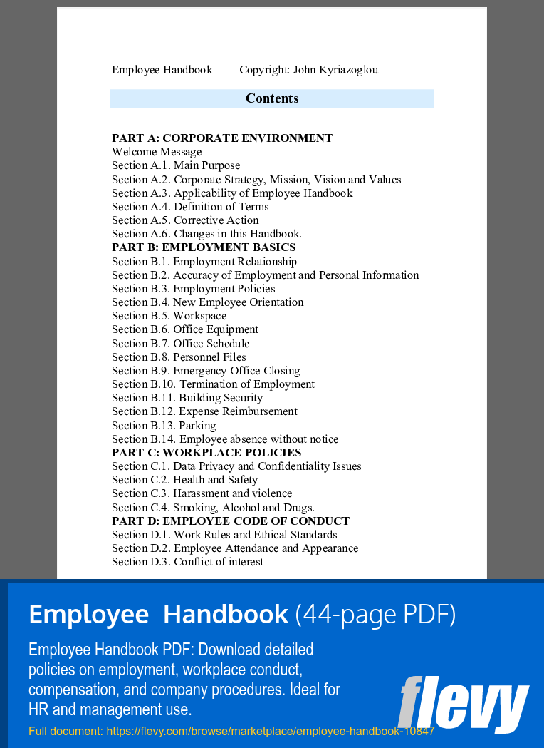 Employee  Handbook (44-page PDF document) Preview Image
