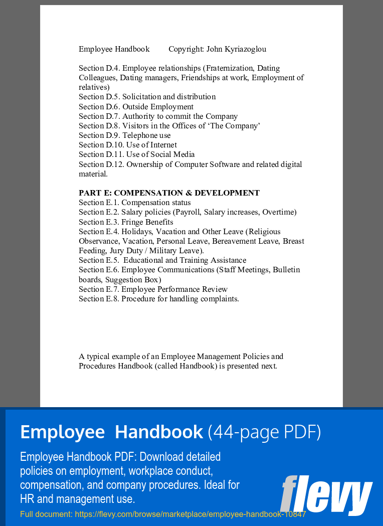 Employee  Handbook (44-page PDF document) Preview Image