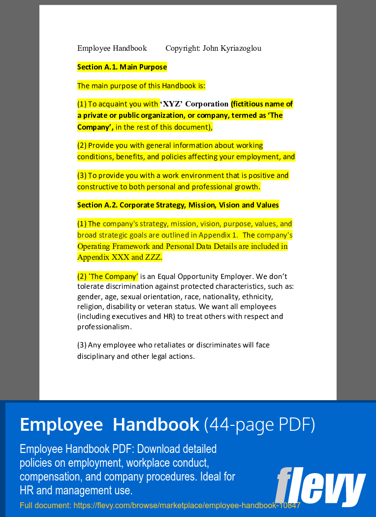 Employee  Handbook (44-page PDF document) Preview Image