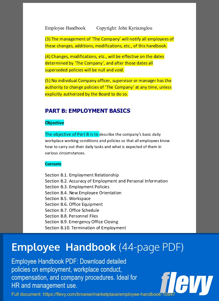 Employee  Handbook (44-page PDF document) Preview Image