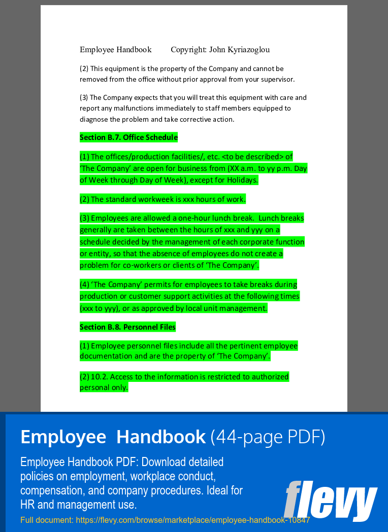 Employee  Handbook (44-page PDF document) Preview Image