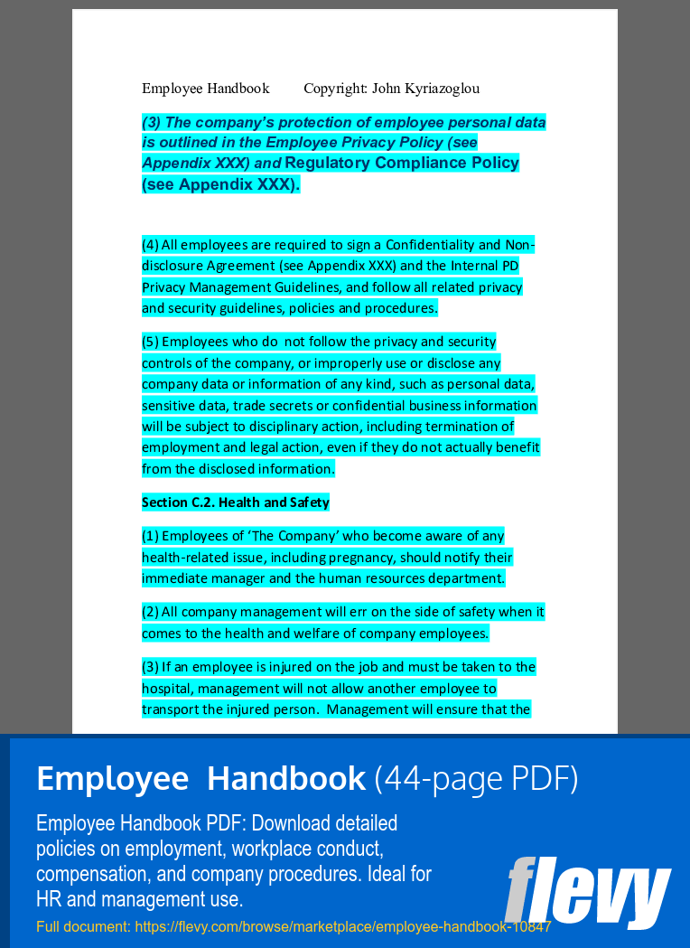 Employee  Handbook (44-page PDF document) Preview Image