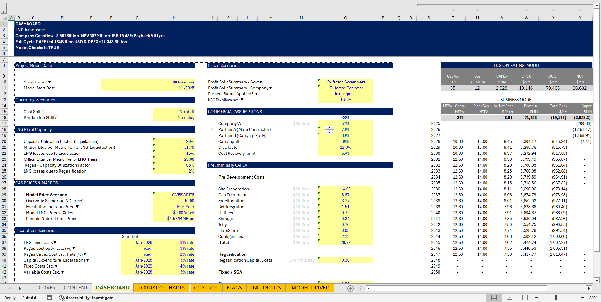 8-10 MTPA Liquefied Natural Gas (LNG) Financial Model (Excel template (XLSX)) Preview Image