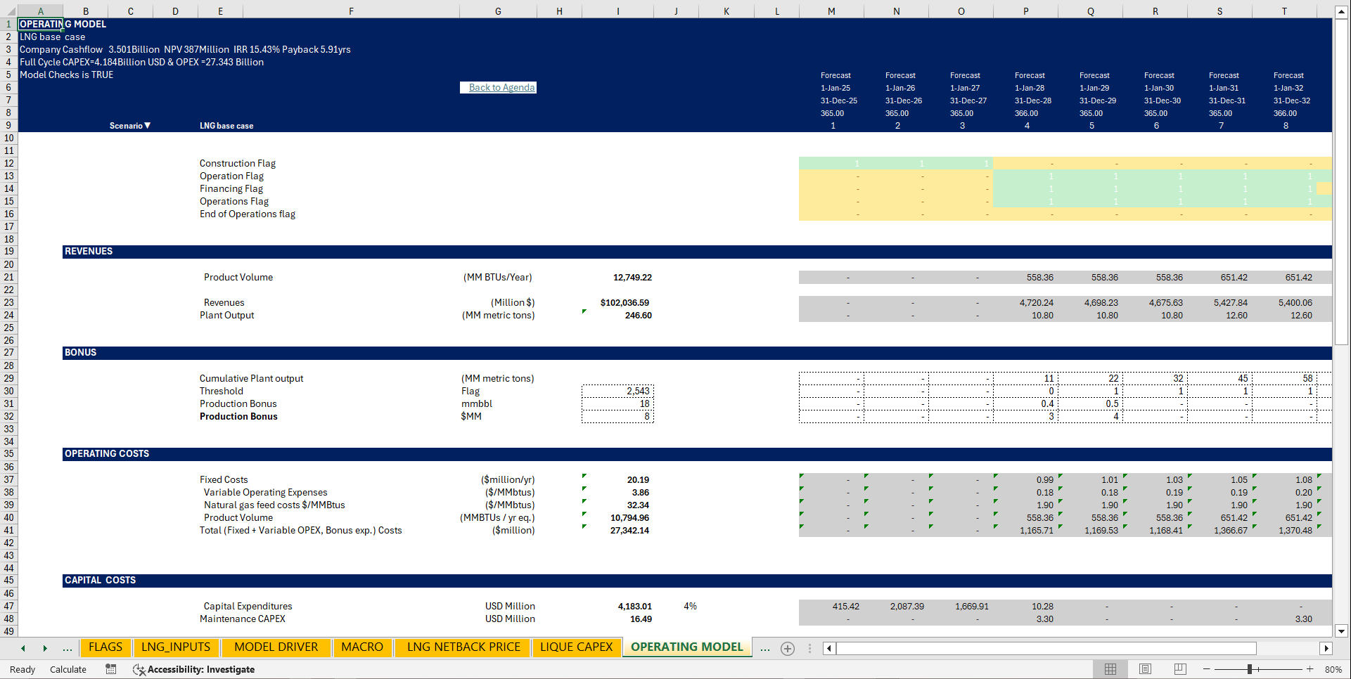 8-10 MTPA Liquefied Natural Gas (LNG) Financial Model (Excel template (XLSX)) Preview Image