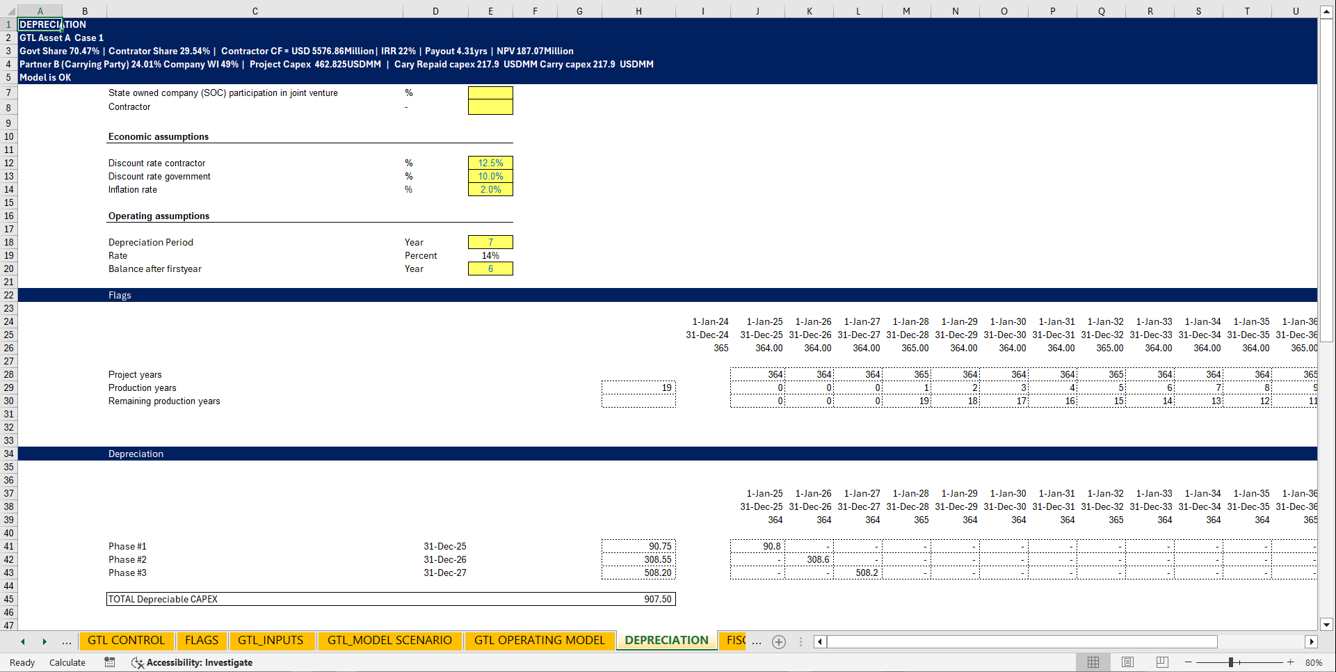 50,000 BBls/Day Gas to Liquid (GTL) Economic Model (Excel template (XLSX)) Preview Image