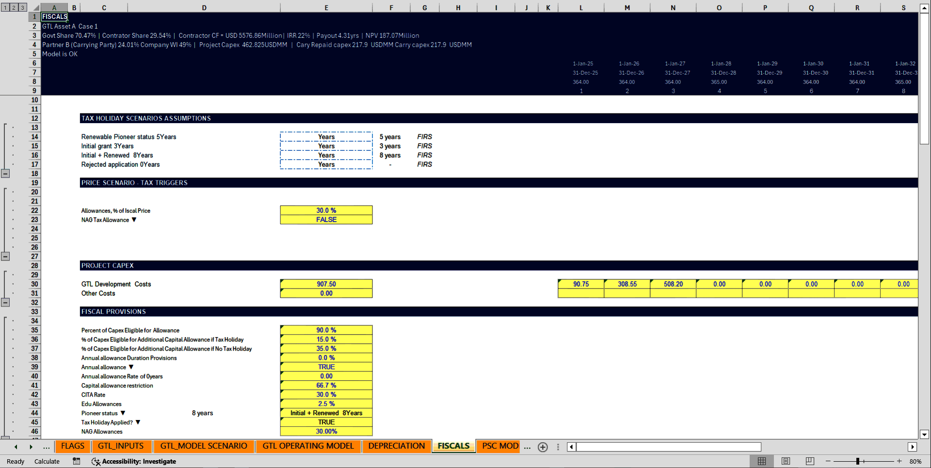 50,000 BBls/Day Gas to Liquid (GTL) Economic Model (Excel template (XLSX)) Preview Image