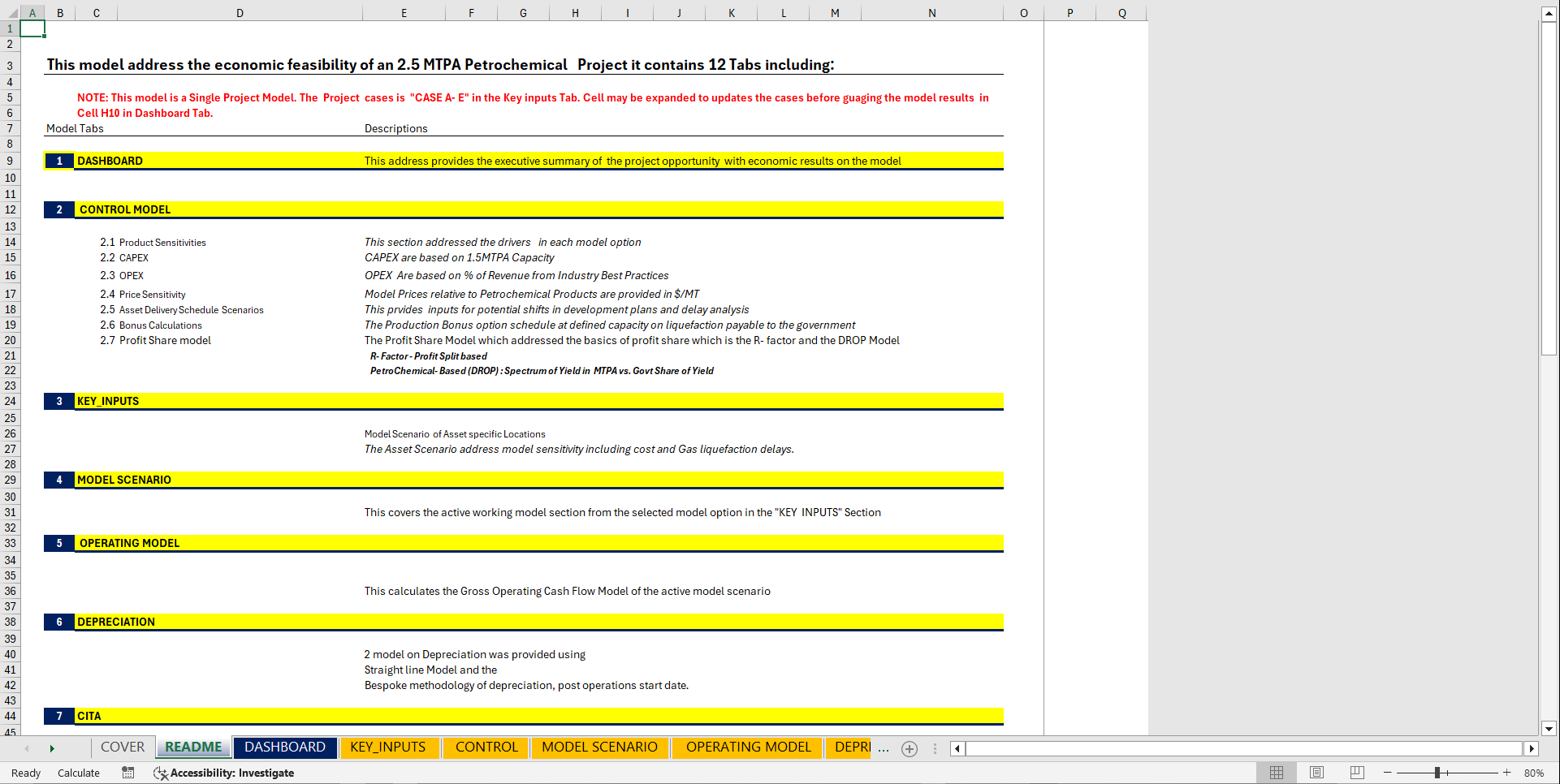 2.5 MTPA Petrochemical Project Economic Model (Excel template (XLSX)) Preview Image