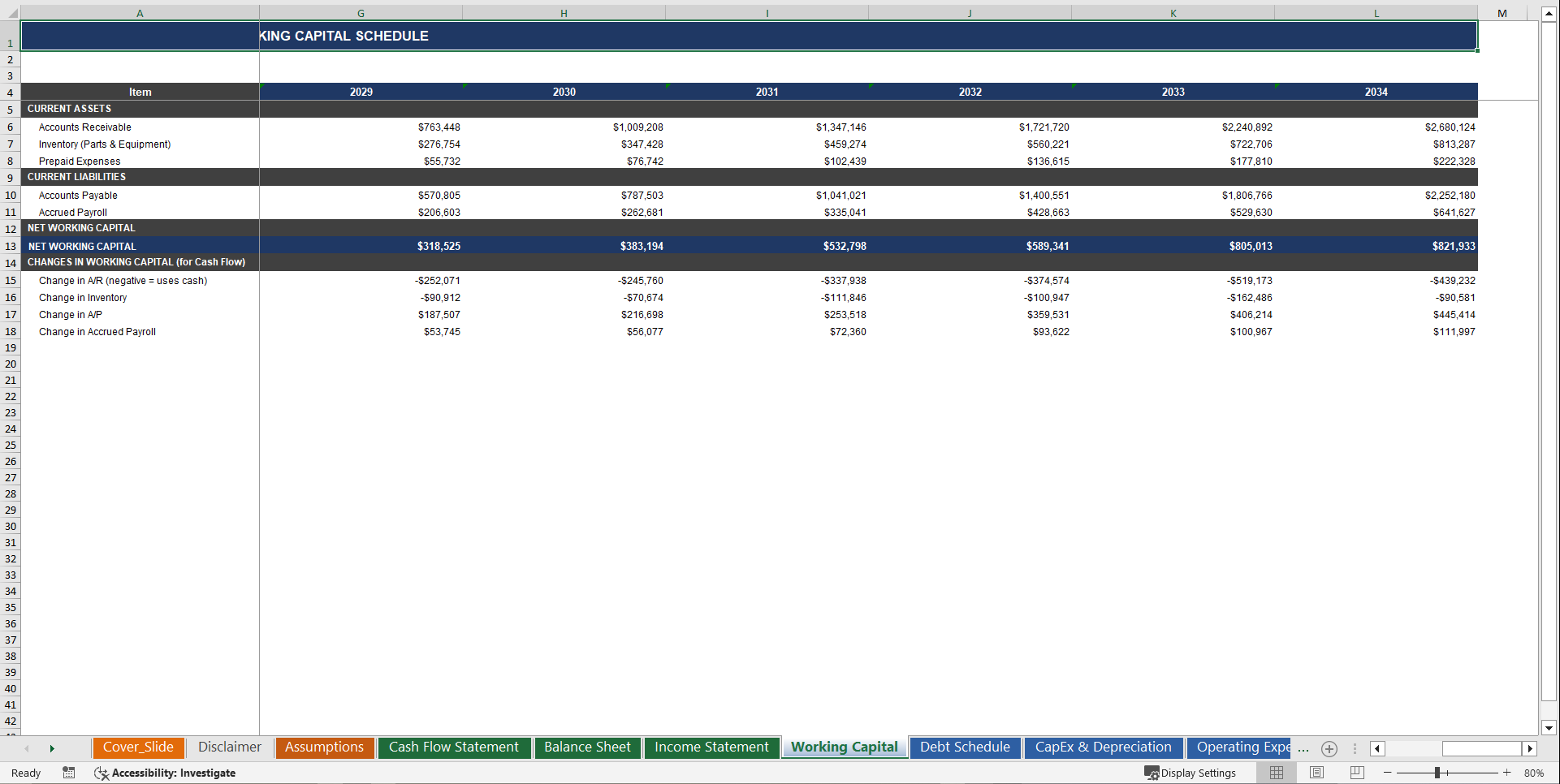 HVAC Contractor (Business) 3 Statement Financial Model (Excel template (XLSX)) Preview Image