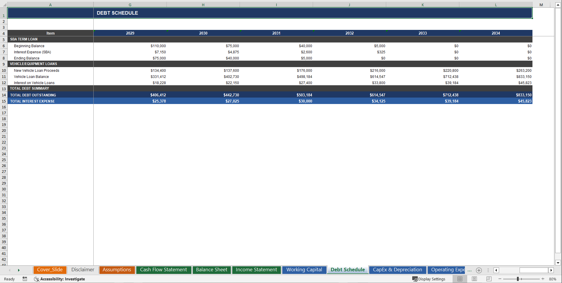 HVAC Contractor (Business) 3 Statement Financial Model (Excel template (XLSX)) Preview Image
