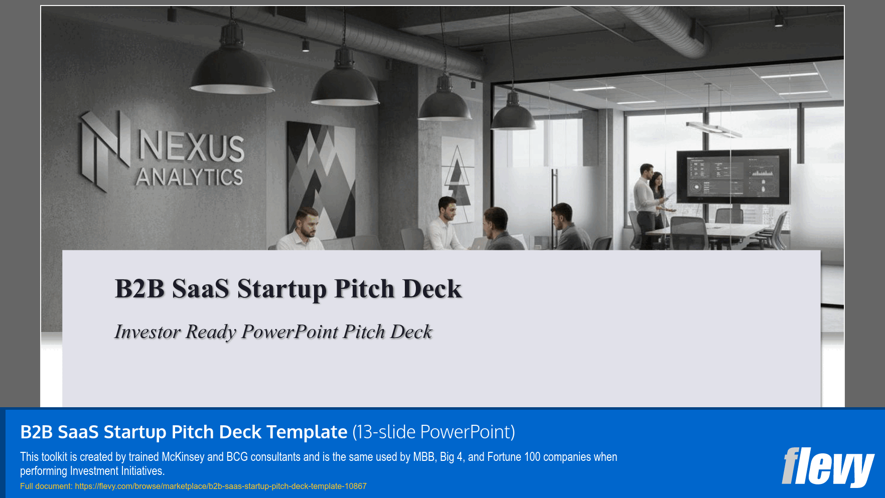 B2B SaaS Startup Pitch Deck Template (13-slide PPT PowerPoint presentation slide deck (PPTX)) Preview Image