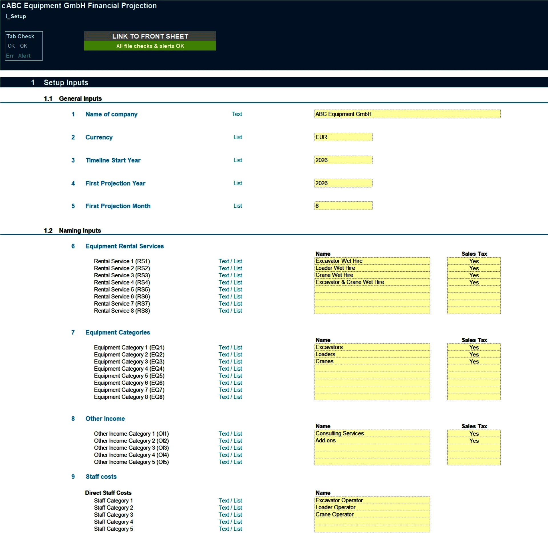 Equipment Rental Business 5-Year Financial Model (Excel template (XLSX)) Preview Image