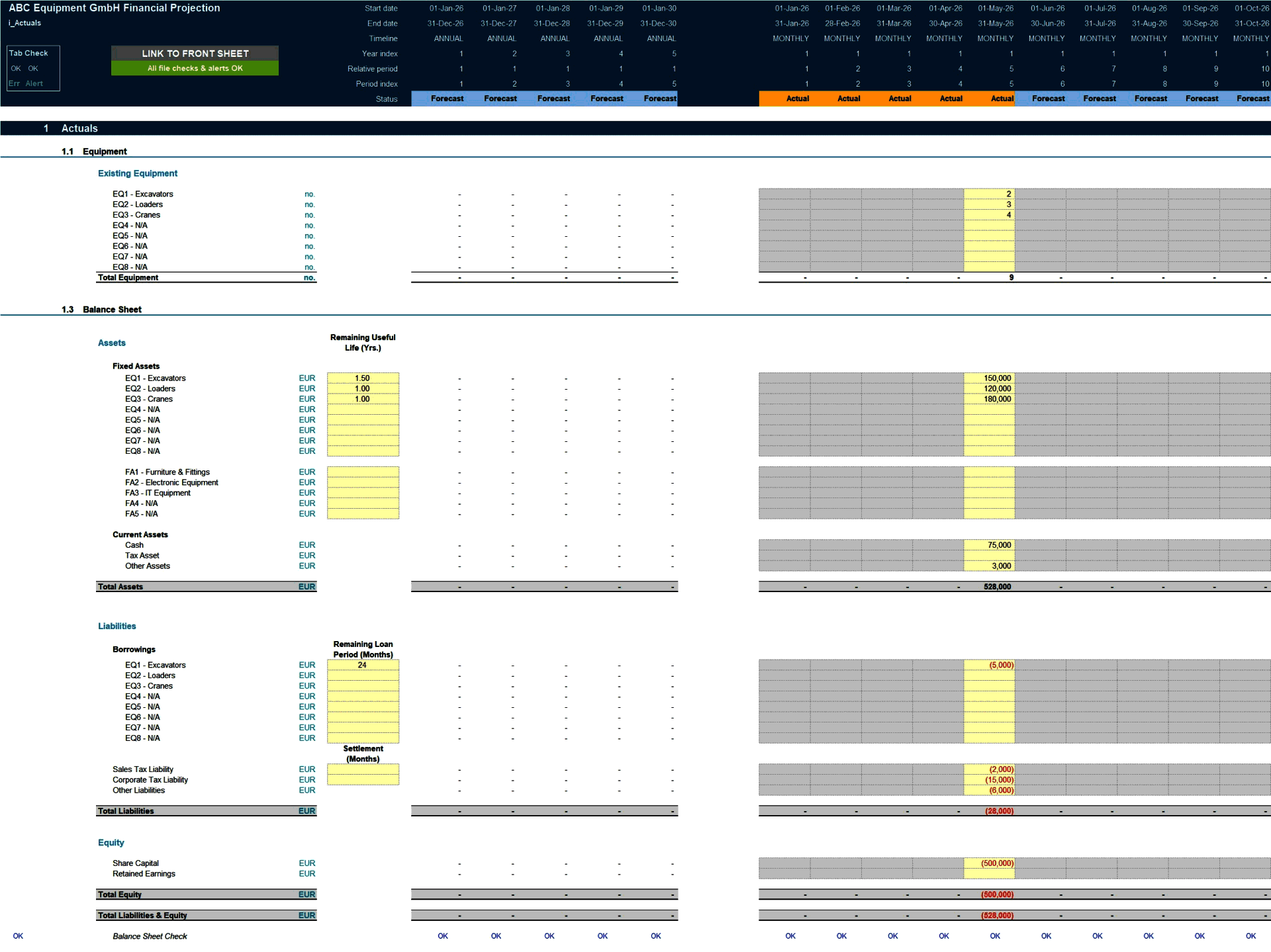 Equipment Rental Business 5-Year Financial Model (Excel template (XLSX)) Preview Image
