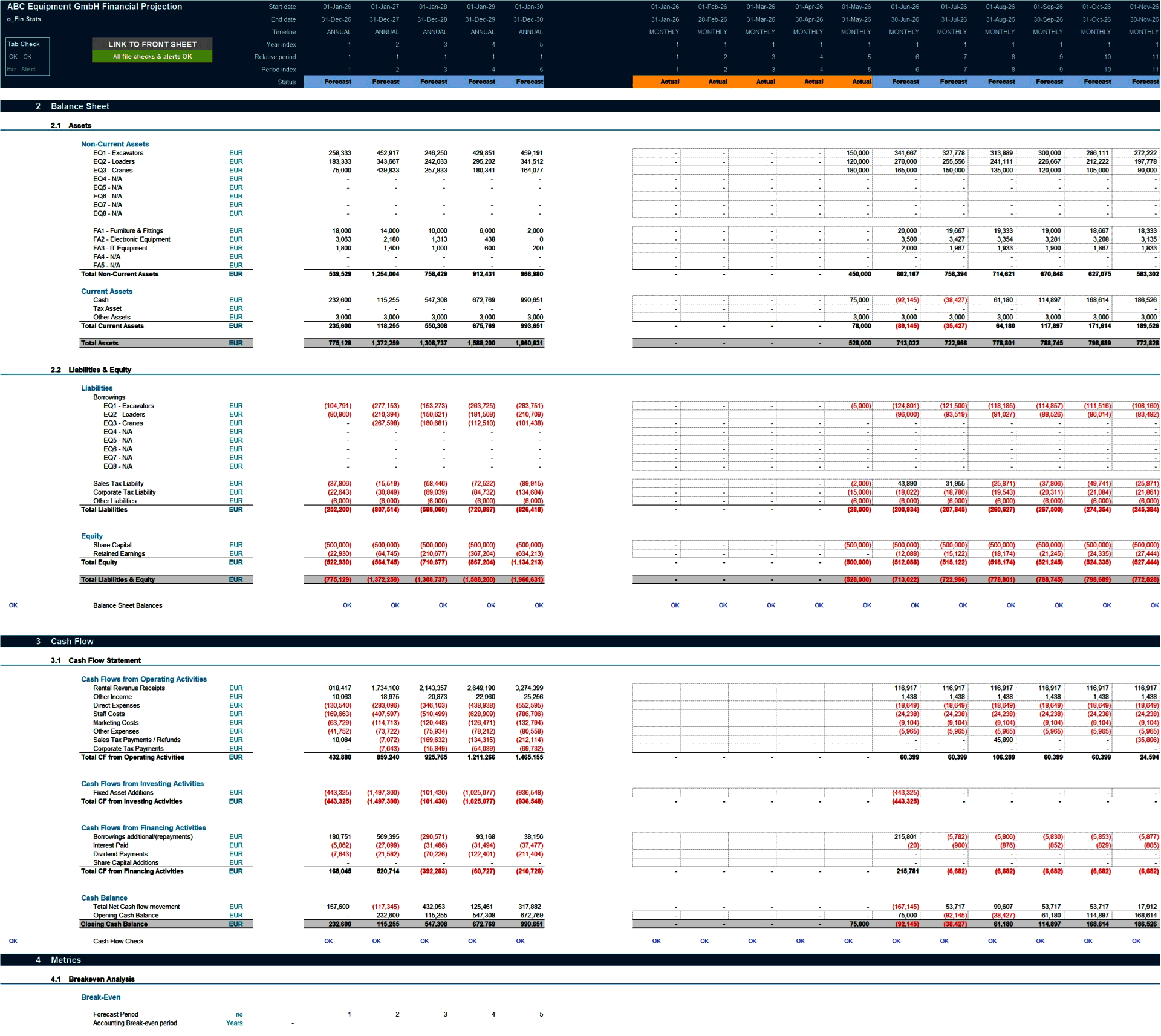 Equipment Rental Business 5-Year Financial Model (Excel template (XLSX)) Preview Image