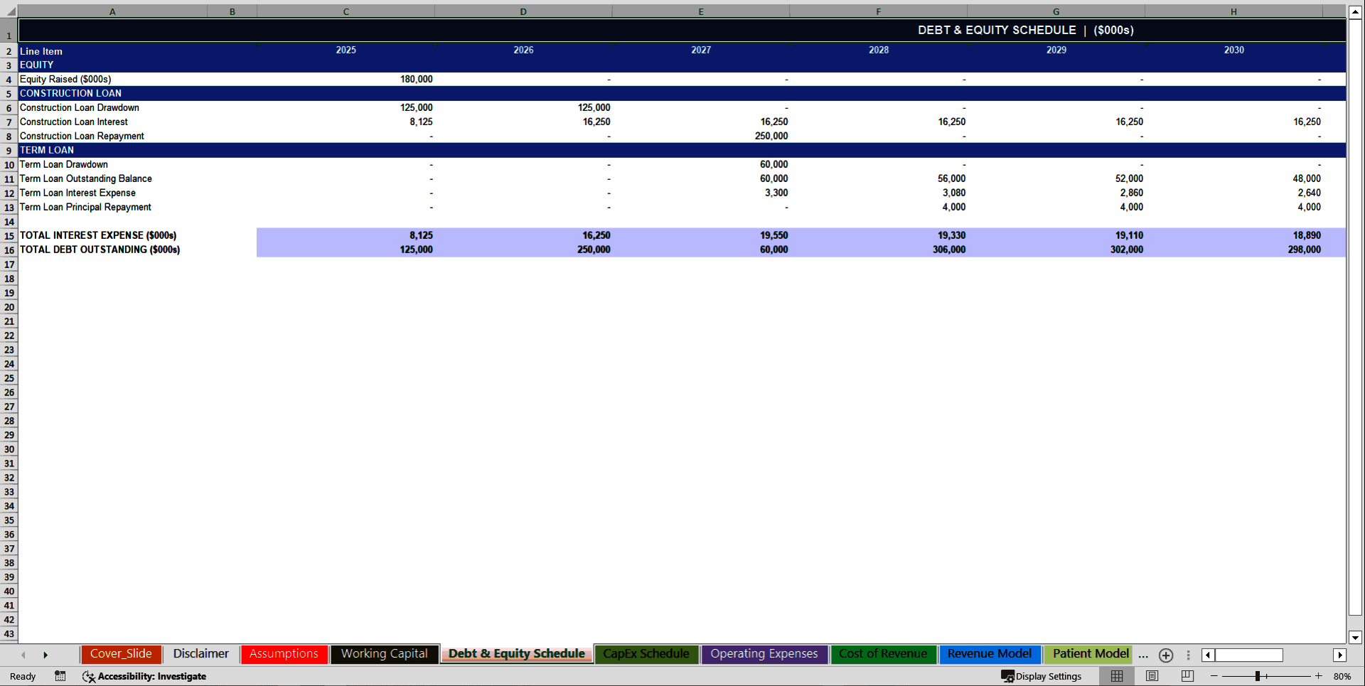 General Hospital 10-Year 3 Statement Financial Model (Excel template (XLSX)) Preview Image
