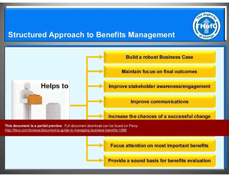 This is a partial preview of A Guide to Managing Business Benefits (26-slide PowerPoint presentation (PPT)). Full document is 26 slides. 