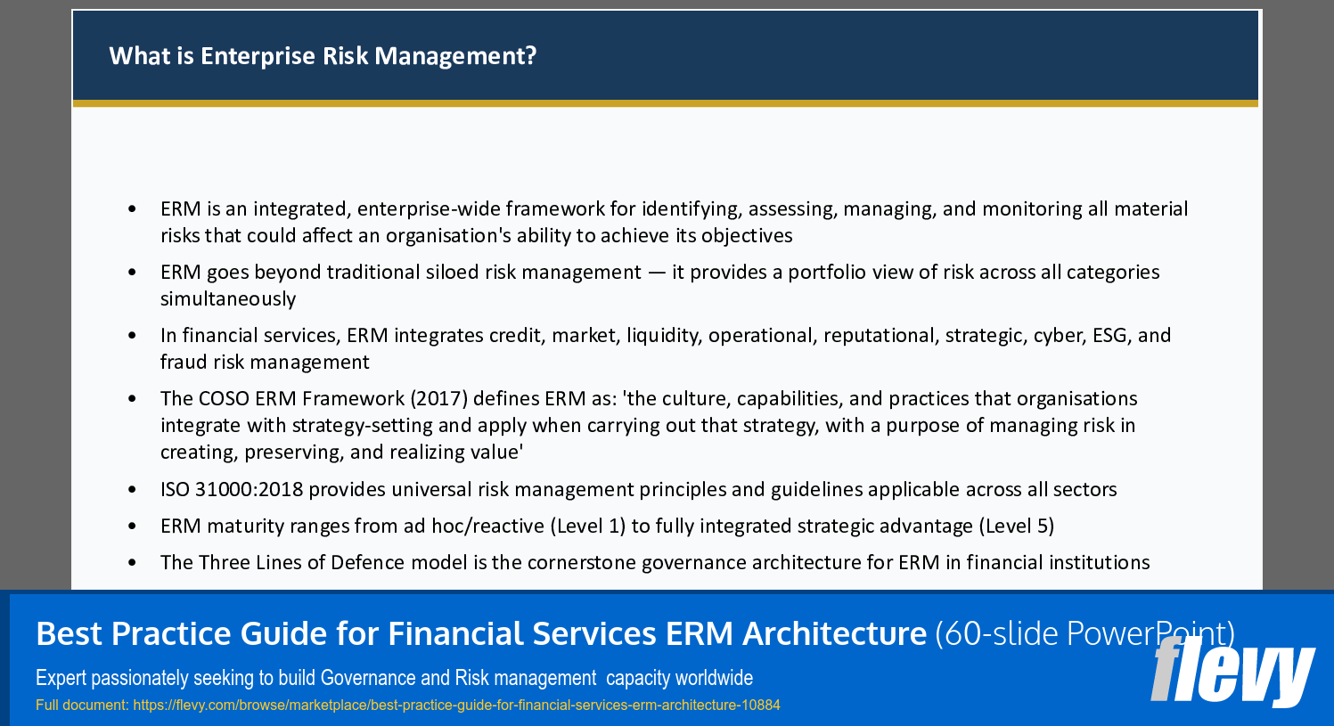 Best Practice Guide for Financial Services ERM Architecture (60-slide PPT PowerPoint presentation slide deck (PPTX)) Preview Image