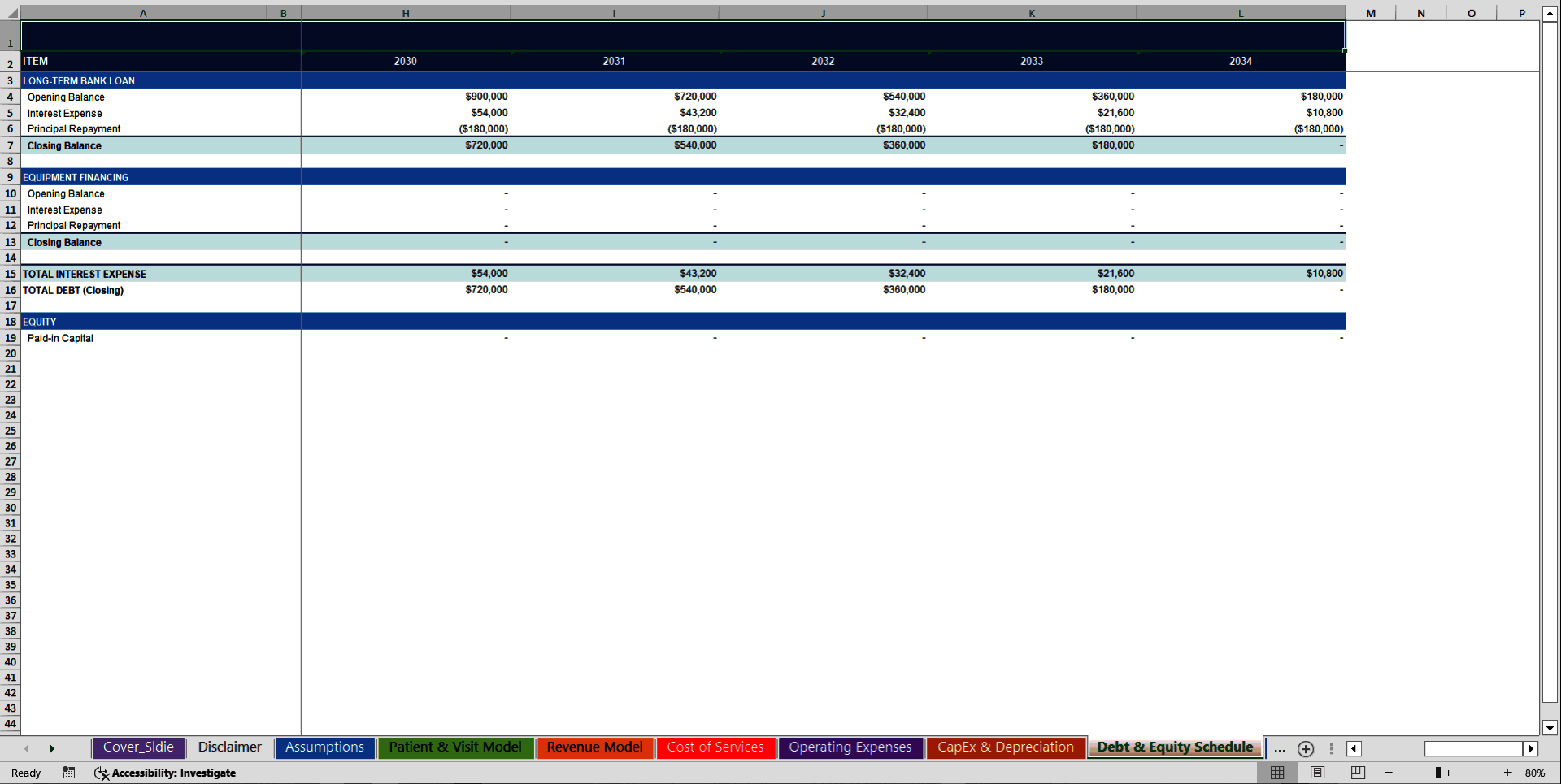 Medical Clinic 10-Year 3 Statement Financial Model (Excel template (XLSX)) Preview Image