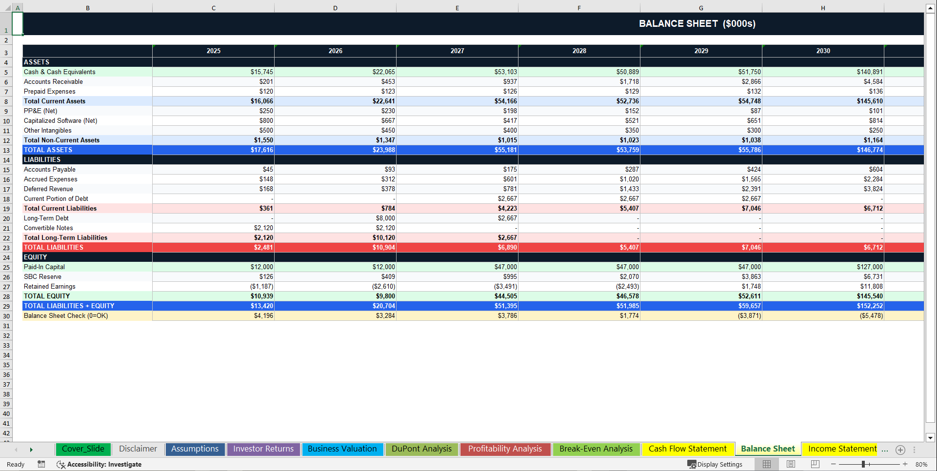 Generic Startup 10-Year Advanced Financial Model (Excel template (XLSX)) Preview Image